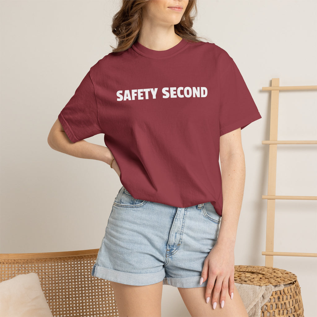 SAFETY SECOND T-shirt | Bold White Text Tee, Casual Statement Shirt