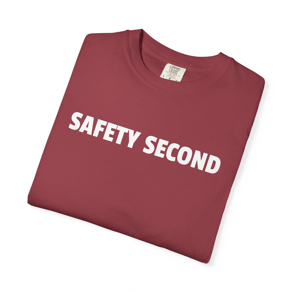 SAFETY SECOND T-shirt | Bold White Text Tee, Casual Statement Shirt