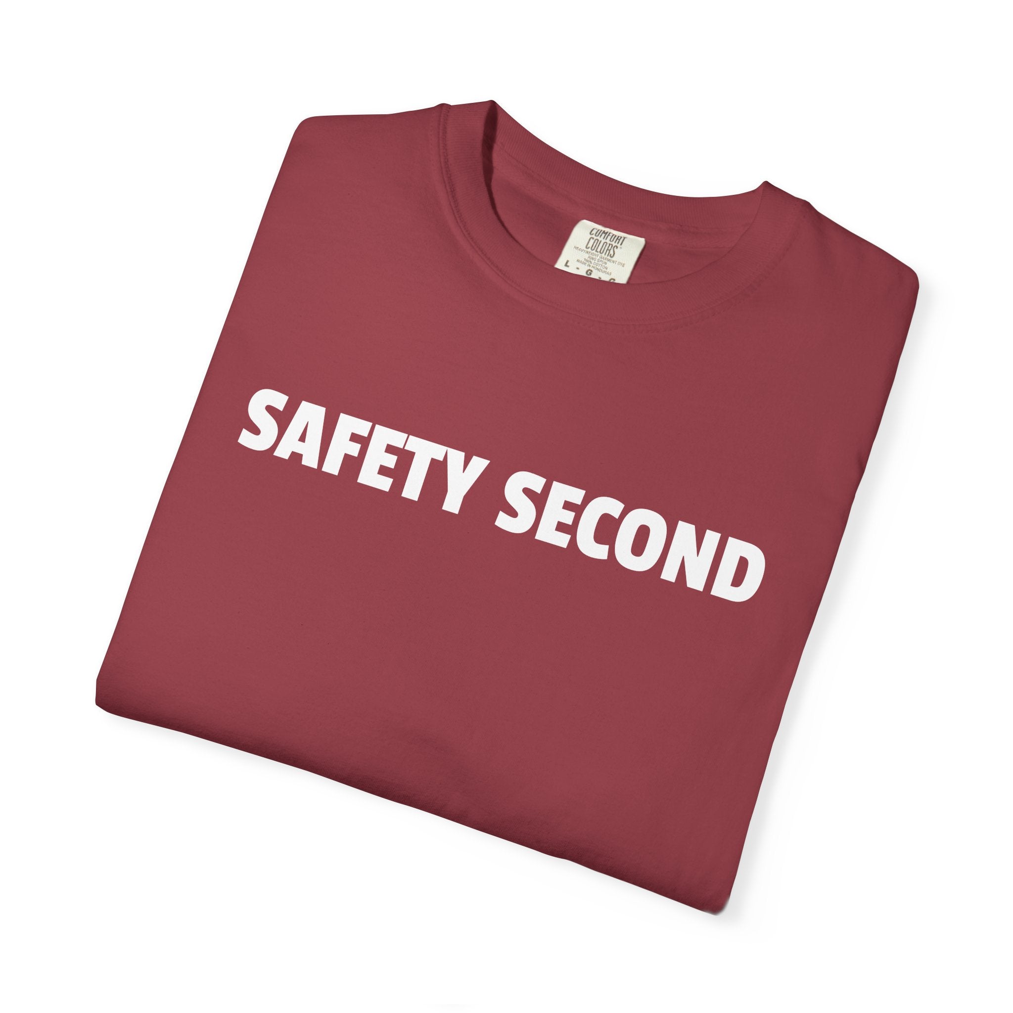 SAFETY SECOND T-shirt | Bold White Text Tee, Casual Statement Shirt