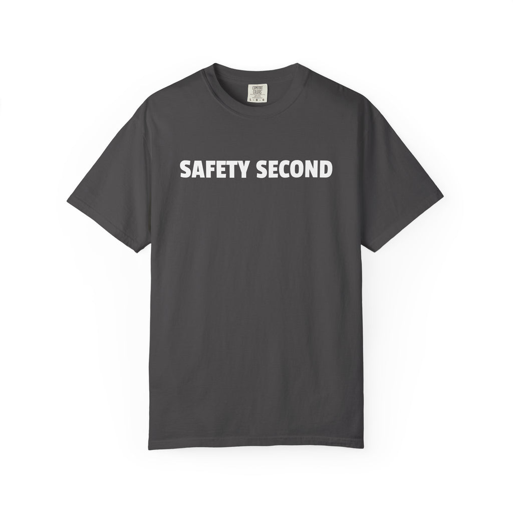 SAFETY SECOND T-shirt | Bold White Text Tee, Casual Statement Shirt