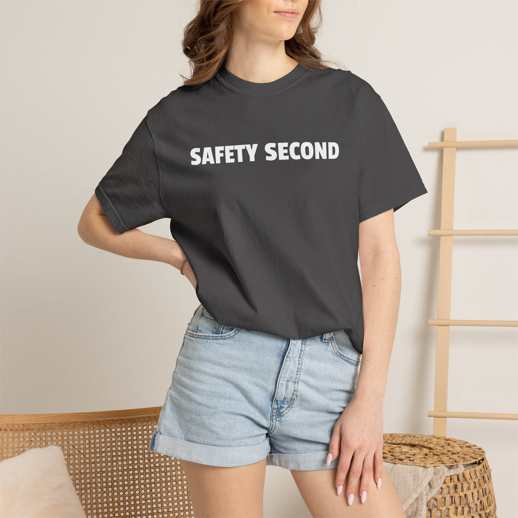 SAFETY SECOND T-shirt | Bold White Text Tee, Casual Statement Shirt