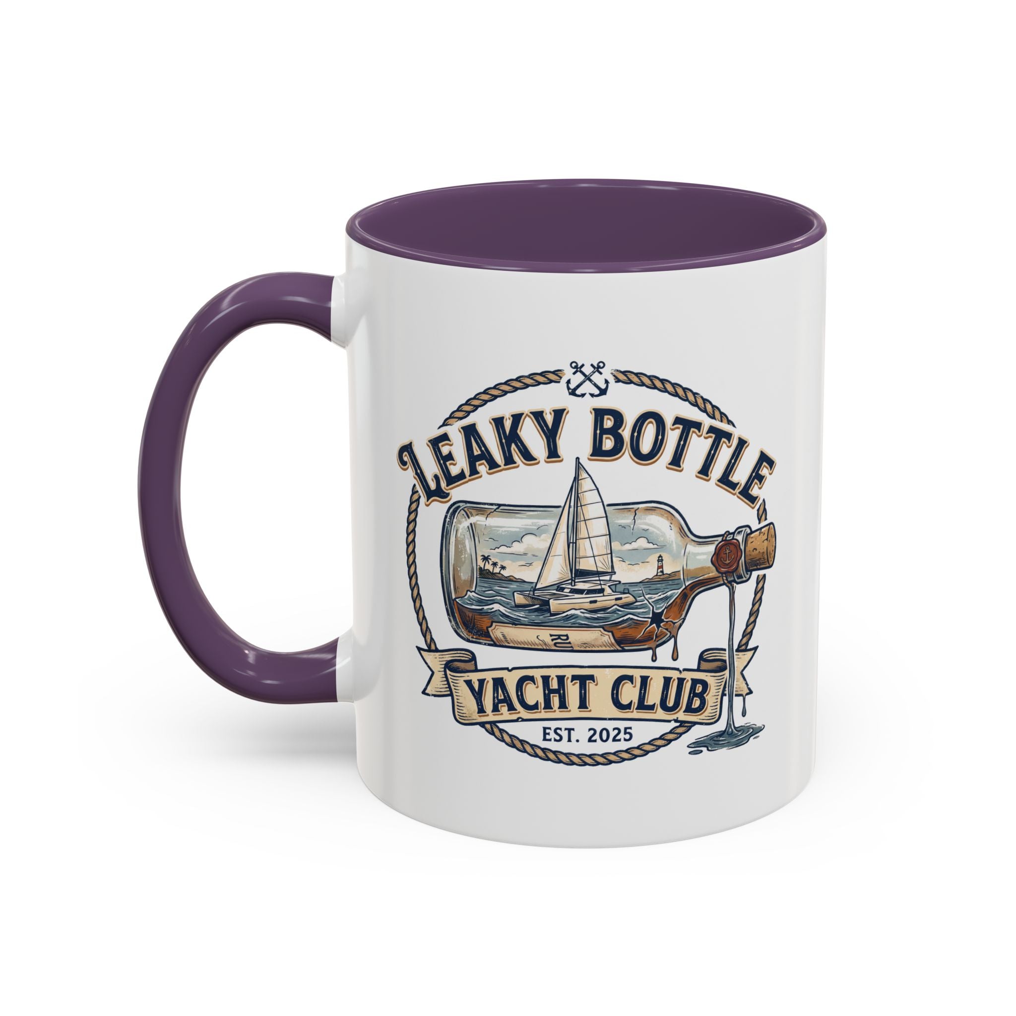 LBYC Commodore Coffee Mug — Nautical Vintage Ship Wheel Accent Mug