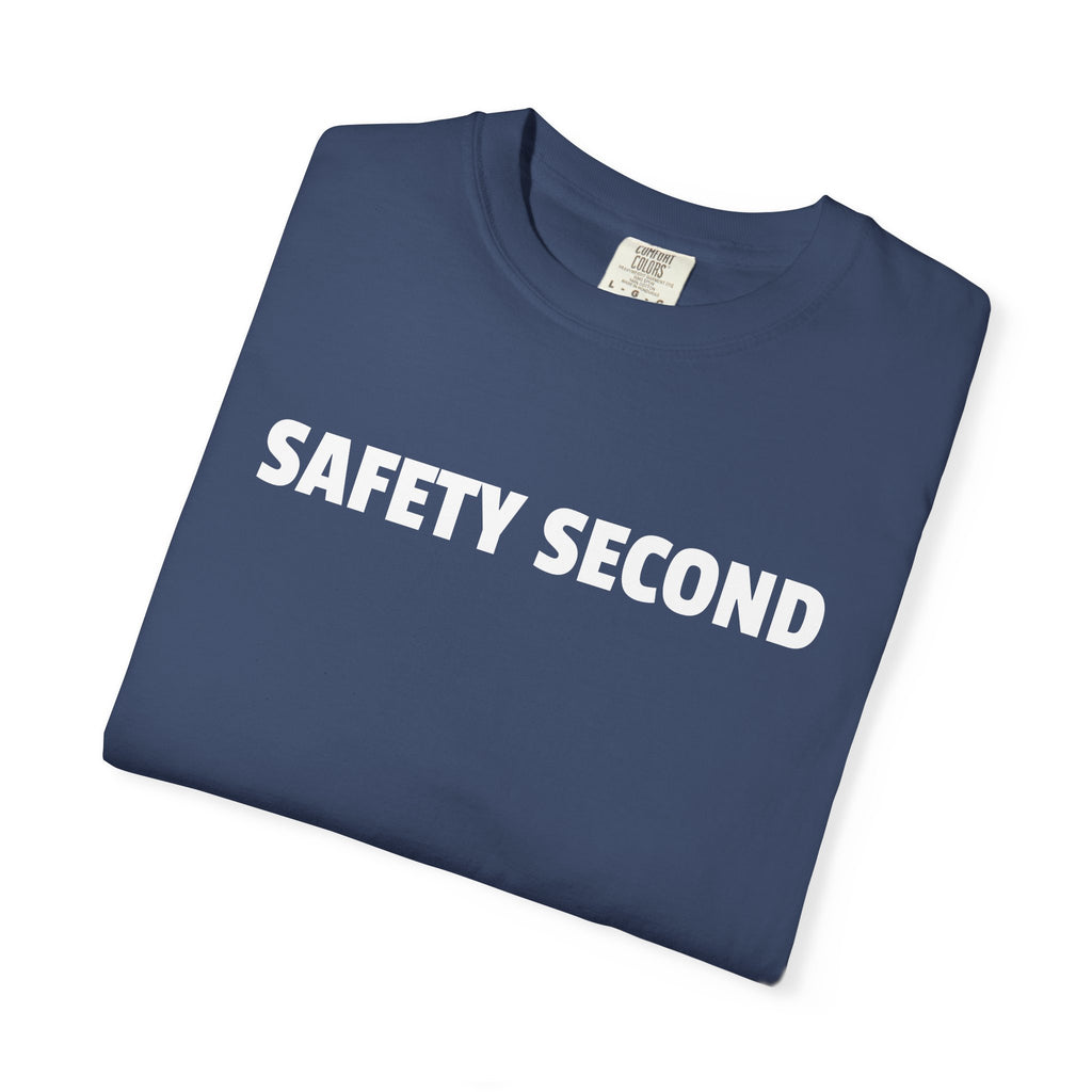 SAFETY SECOND T-shirt | Bold White Text Tee, Casual Statement Shirt