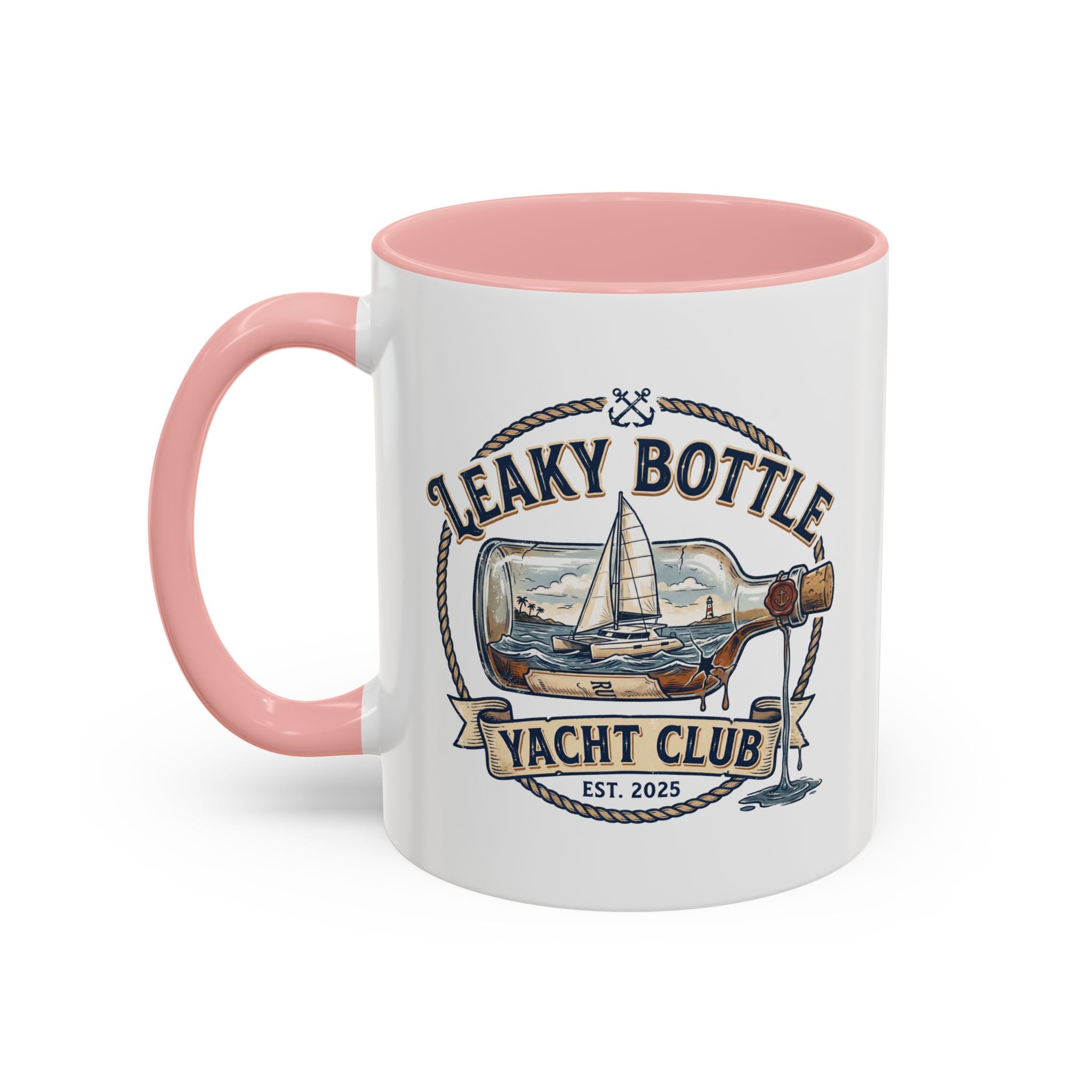 LBYC Commodore Coffee Mug — Nautical Vintage Ship Wheel Accent Mug