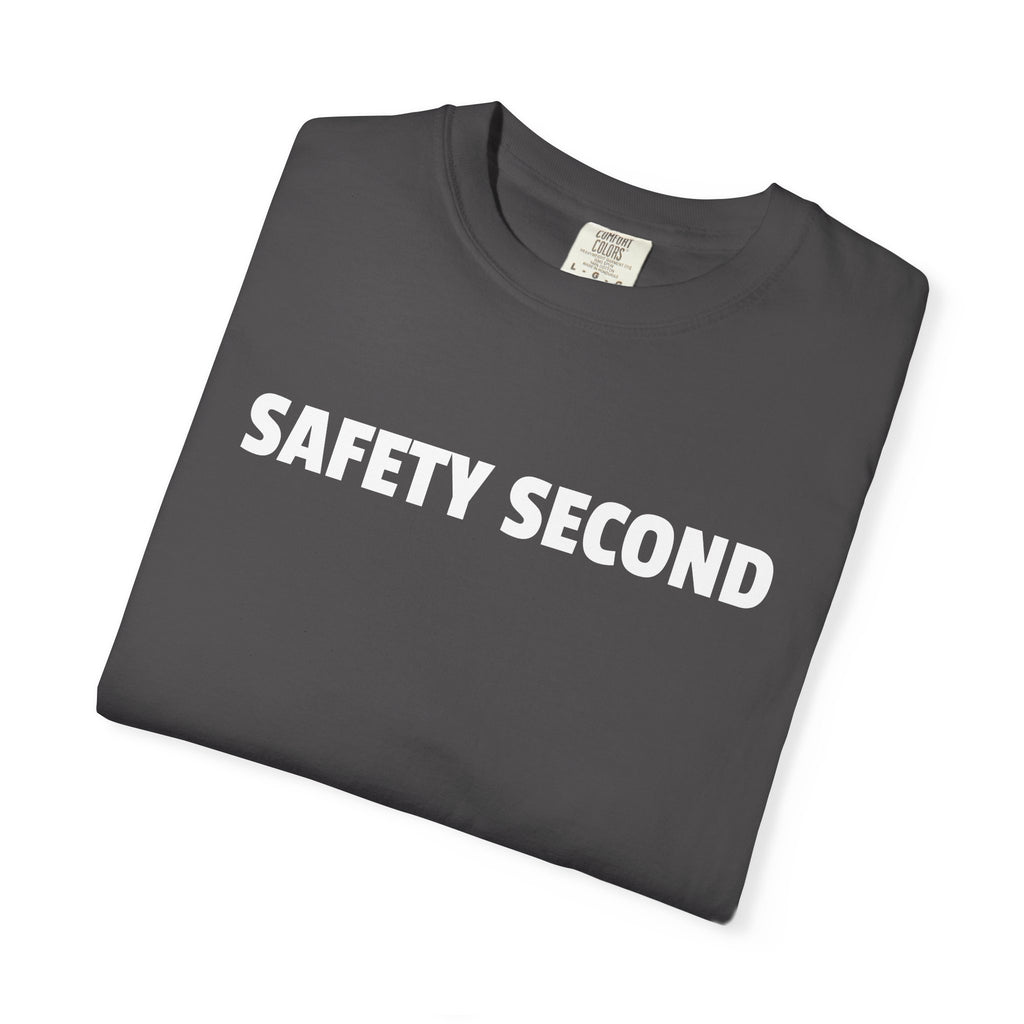 SAFETY SECOND T-shirt | Bold White Text Tee, Casual Statement Shirt