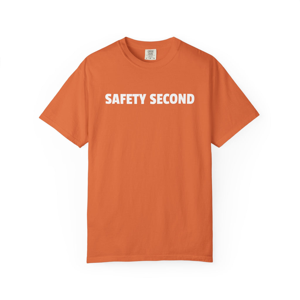 SAFETY SECOND T-shirt | Bold White Text Tee, Casual Statement Shirt