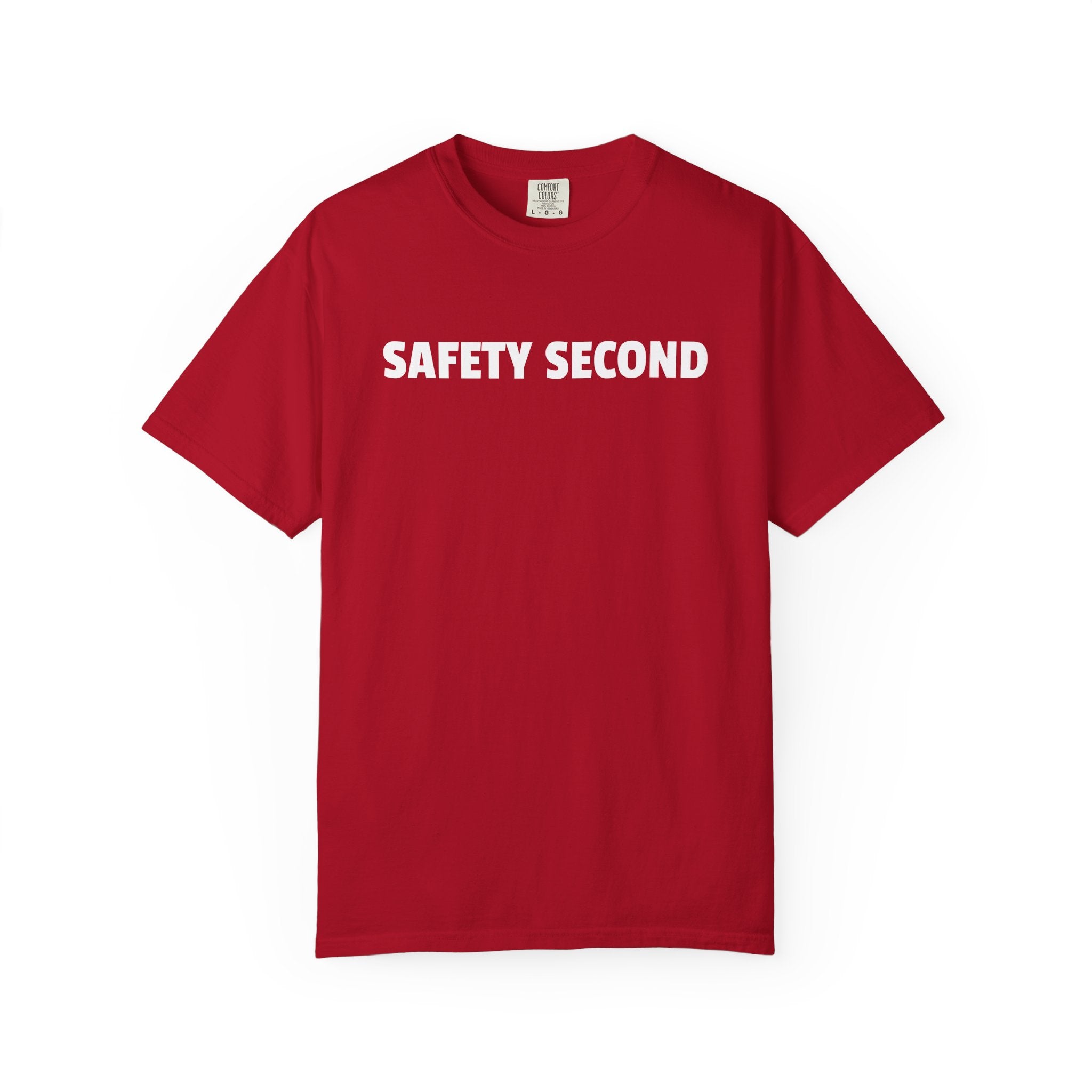 SAFETY SECOND T-shirt | Bold White Text Tee, Casual Statement Shirt