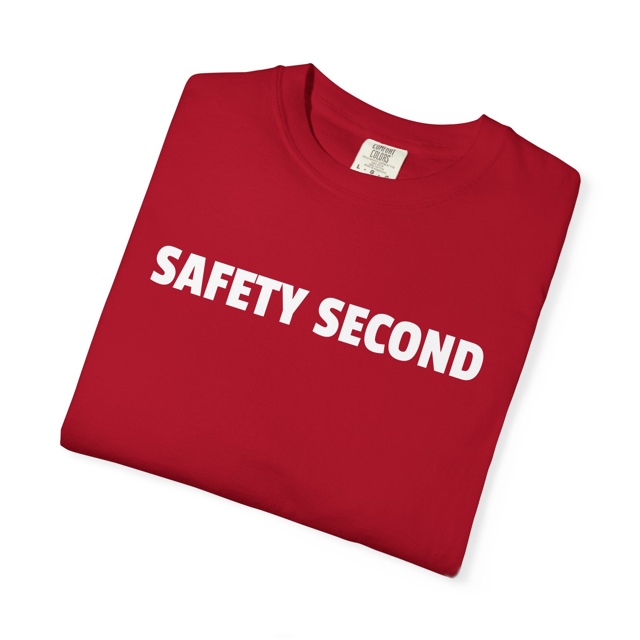 SAFETY SECOND T-shirt | Bold White Text Tee, Casual Statement Shirt