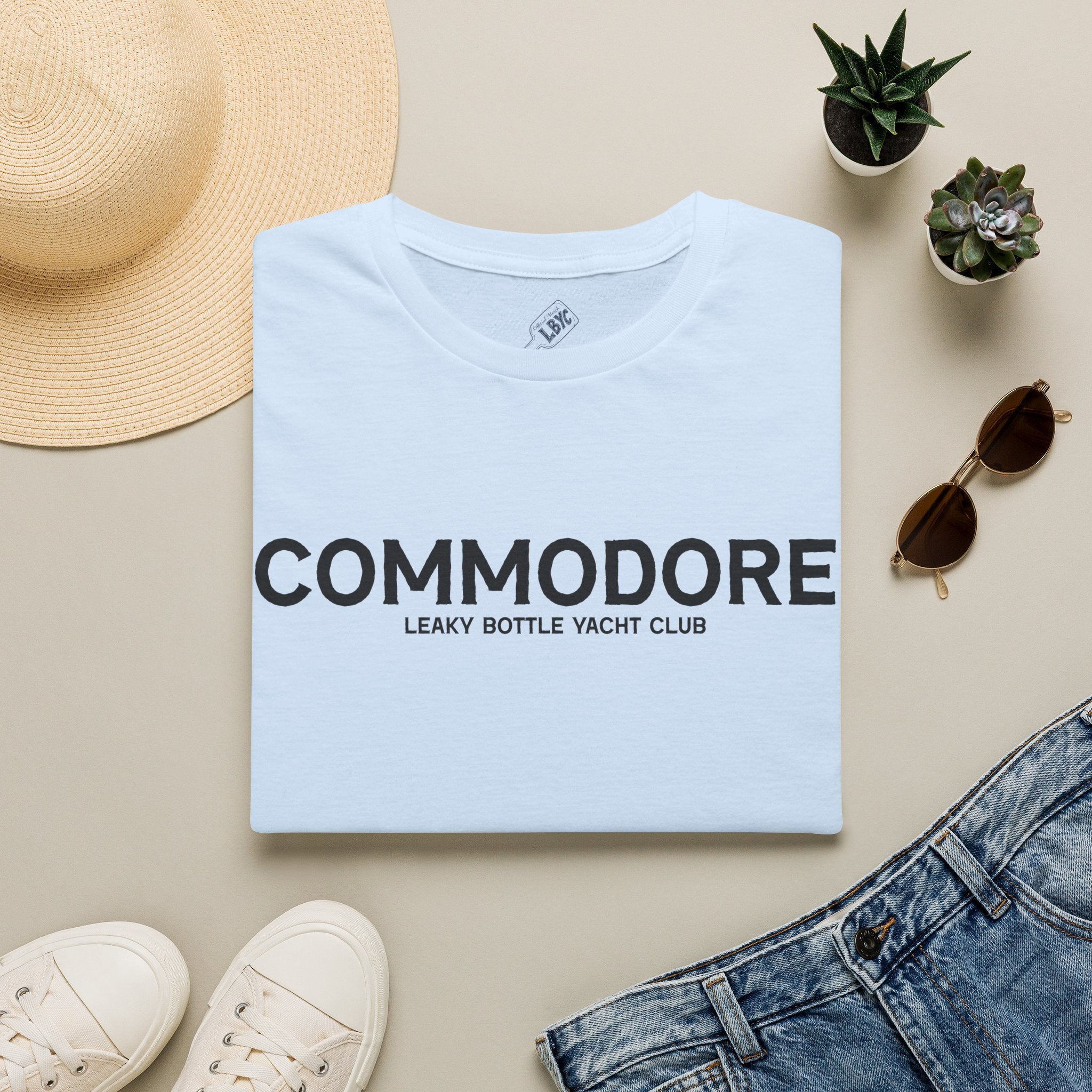 Commodore Yacht Club T-Shirt — "Leaky Bottle" Nautical Casual Tee