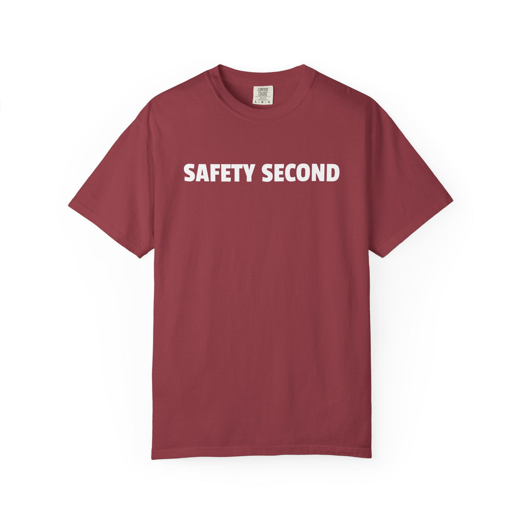 SAFETY SECOND T-shirt | Bold White Text Tee, Casual Statement Shirt