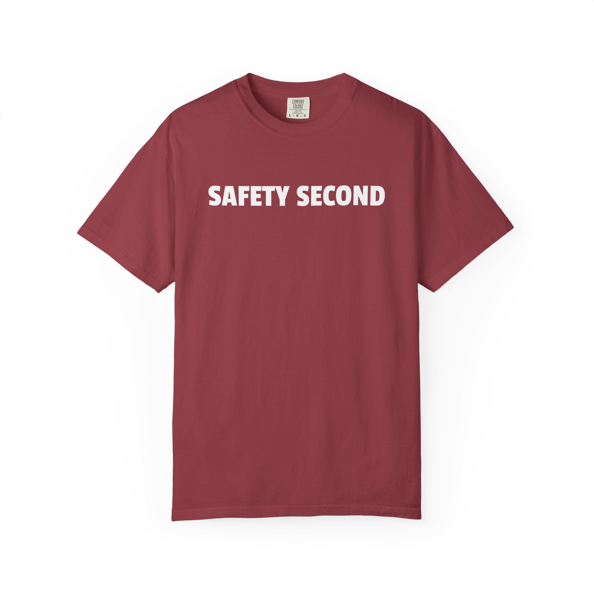 SAFETY SECOND T-shirt | Bold White Text Tee, Casual Statement Shirt