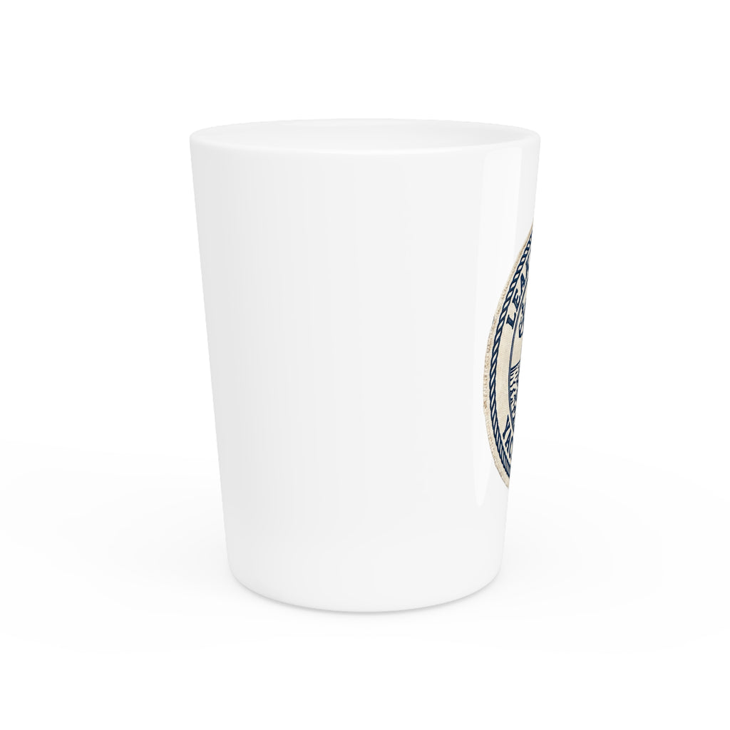 Leaky Bottle Yacht Club Shot Glass – Nautical Sailing Emblem Bar Glassware