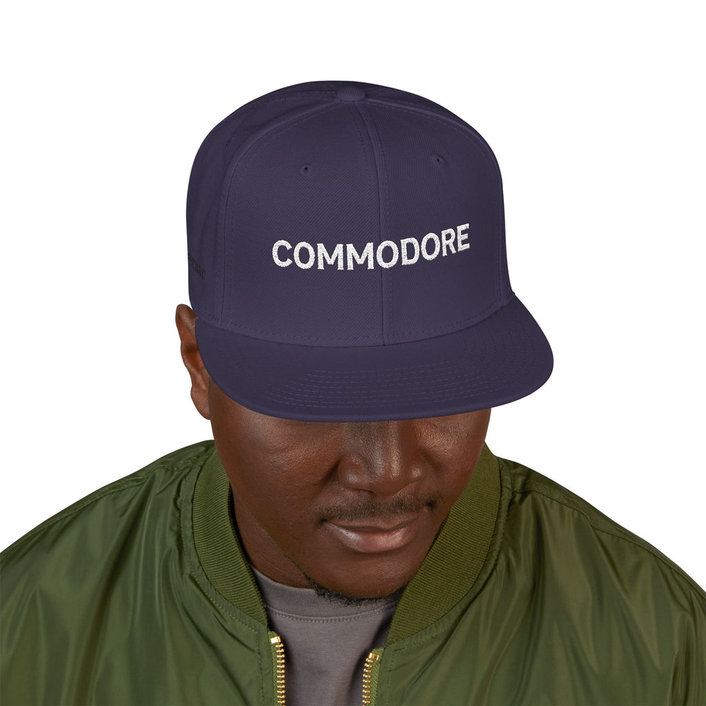 'COMMODORE' Retro Logo Cap - Embroidered Snapback Hat