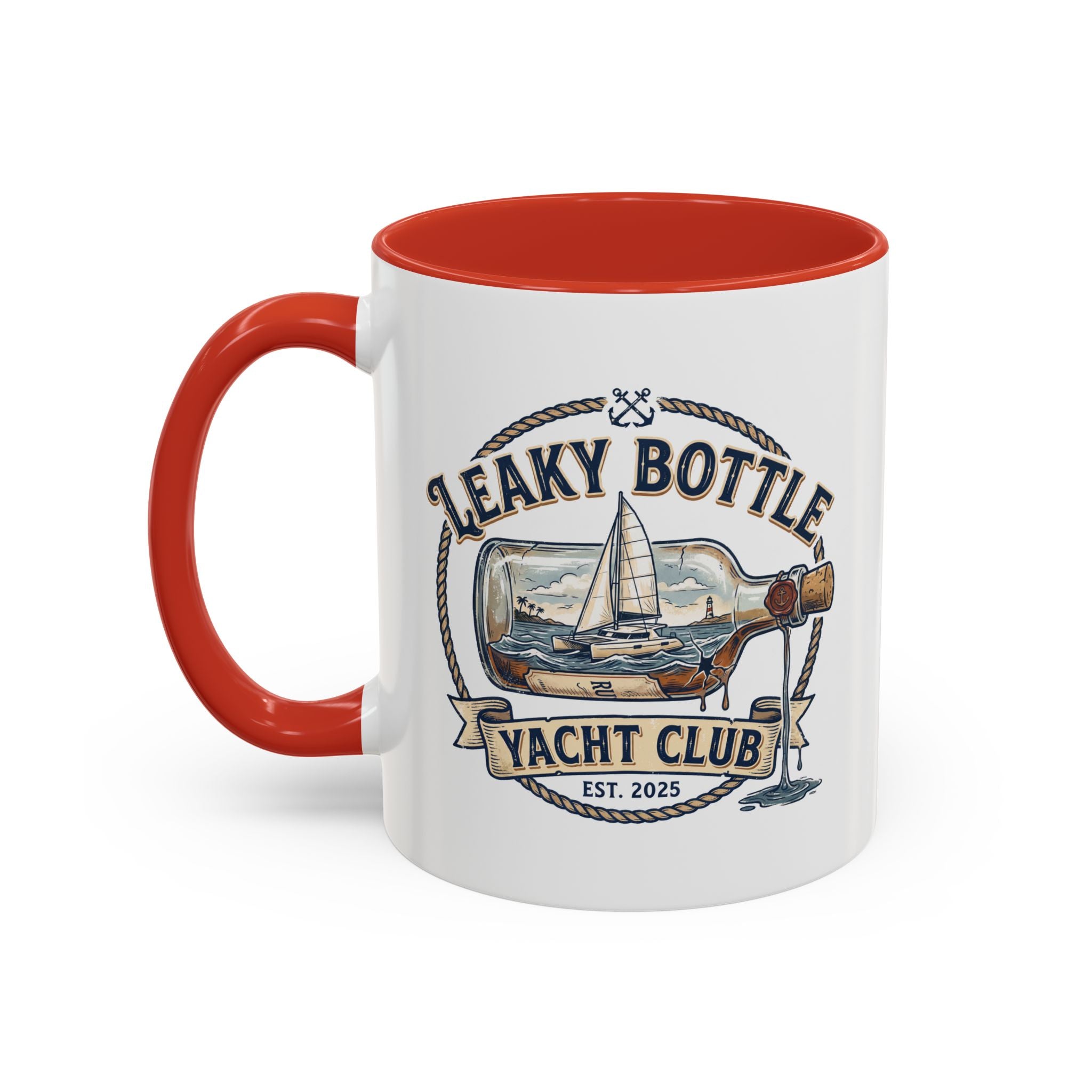 LBYC Commodore Coffee Mug — Nautical Vintage Ship Wheel Accent Mug