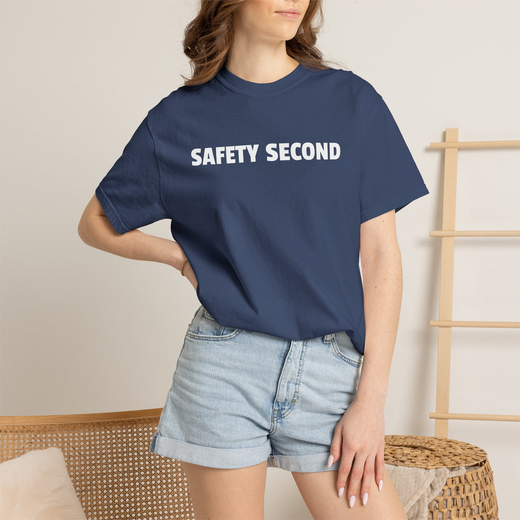 SAFETY SECOND T-shirt | Bold White Text Tee, Casual Statement Shirt
