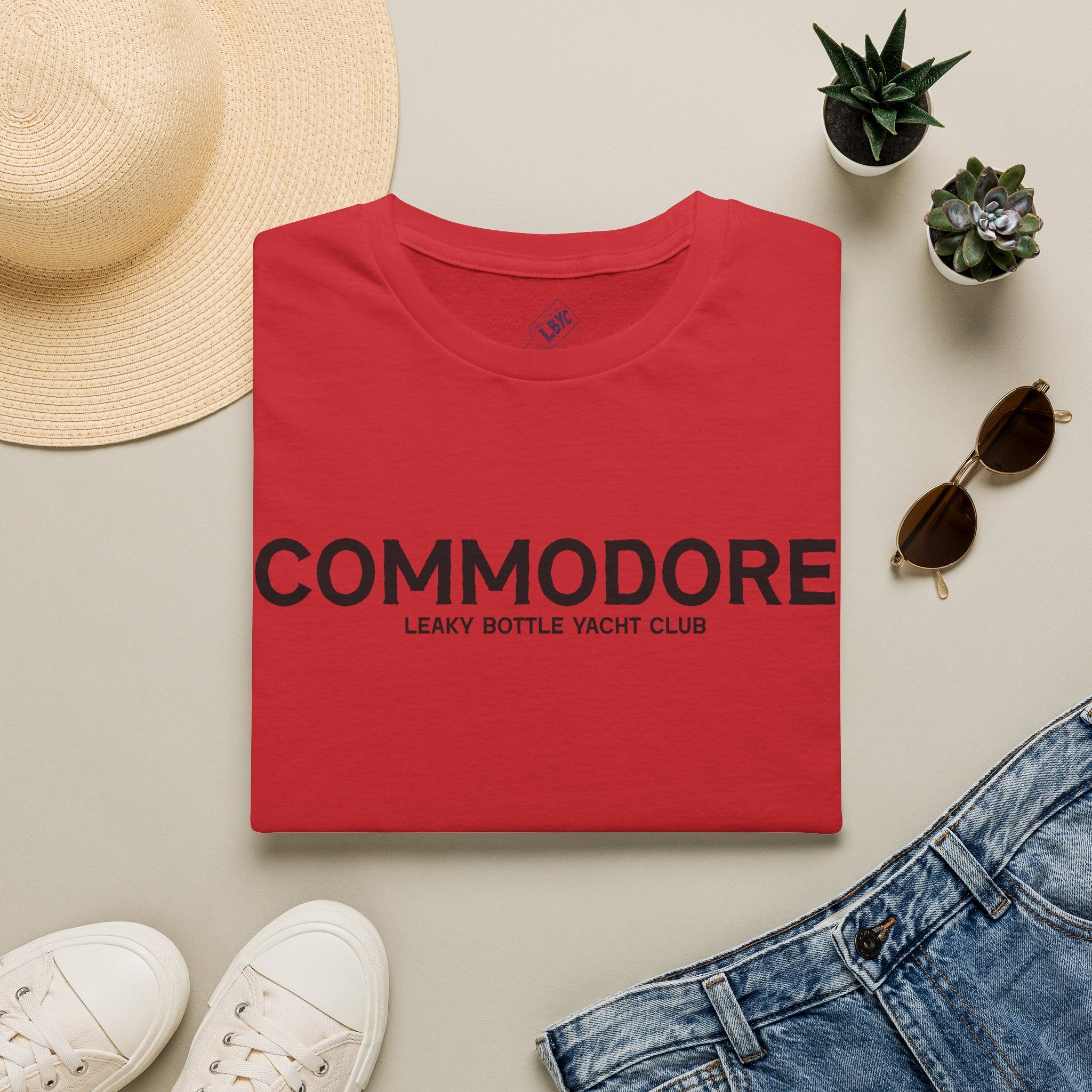 Commodore Yacht Club T-Shirt — "Leaky Bottle" Nautical Casual Tee
