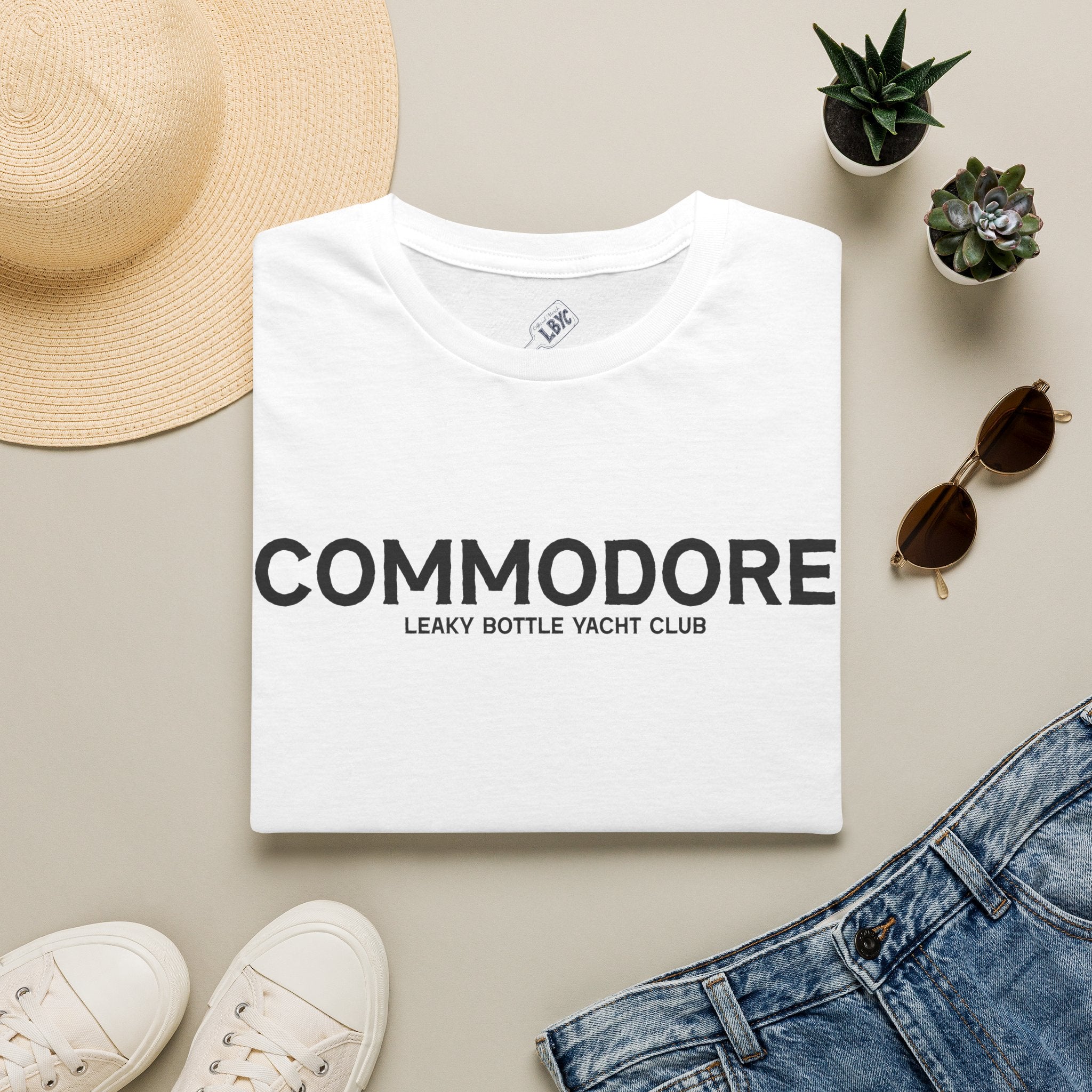 Commodore Yacht Club T-Shirt — "Leaky Bottle" Nautical Casual Tee