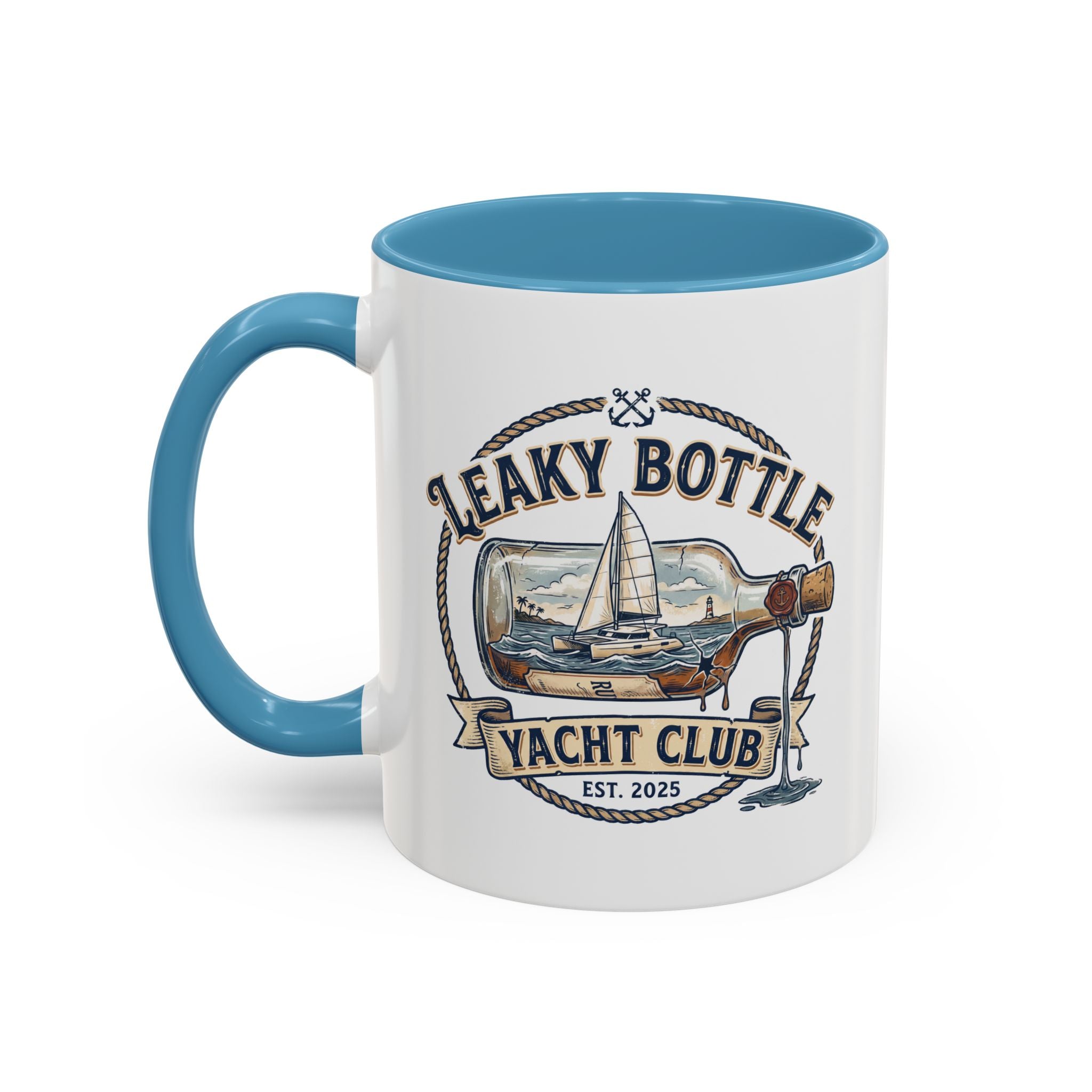 LBYC Commodore Coffee Mug — Nautical Vintage Ship Wheel Accent Mug