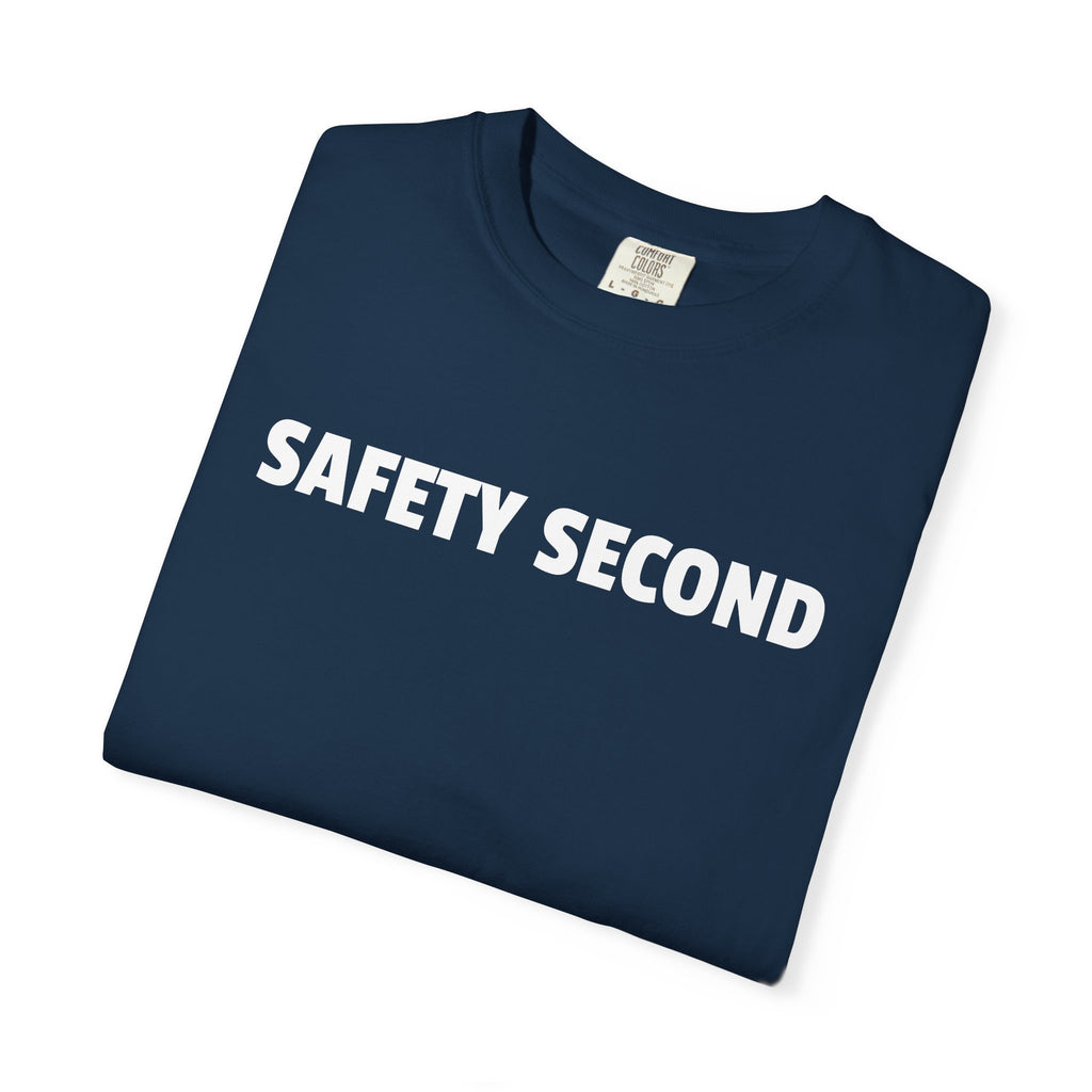 SAFETY SECOND T-shirt | Bold White Text Tee, Casual Statement Shirt