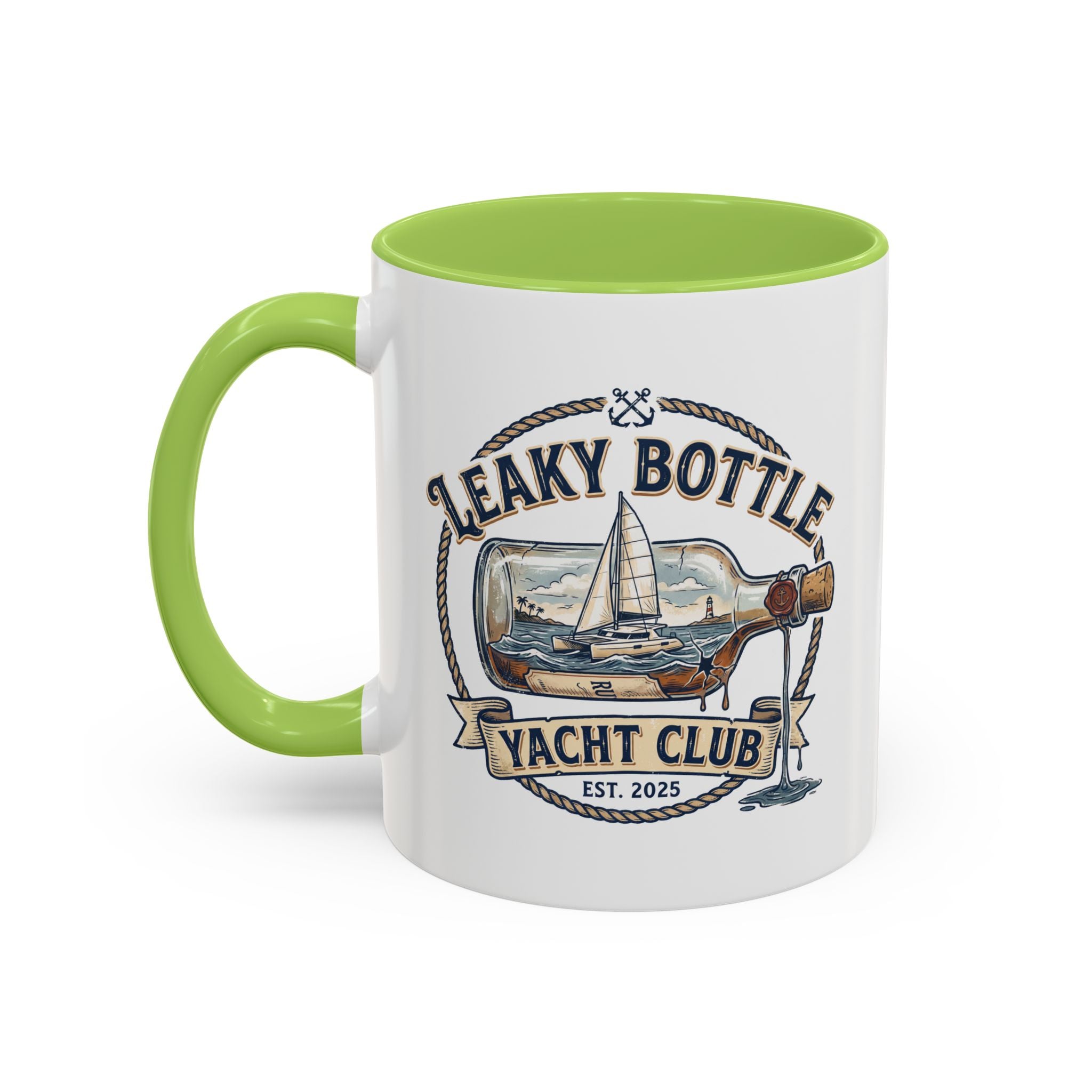 LBYC Commodore Coffee Mug — Nautical Vintage Ship Wheel Accent Mug