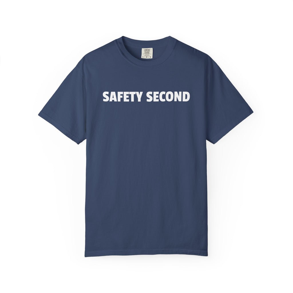 SAFETY SECOND T-shirt | Bold White Text Tee, Casual Statement Shirt
